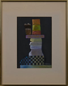 Uomo con piuma nel cappello 20° secolo Figurale astratto Scuola di Cleveland Artista donna