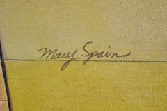 Janet e Bill, dipinto surrealista di donna e gatto con cappelli da festa