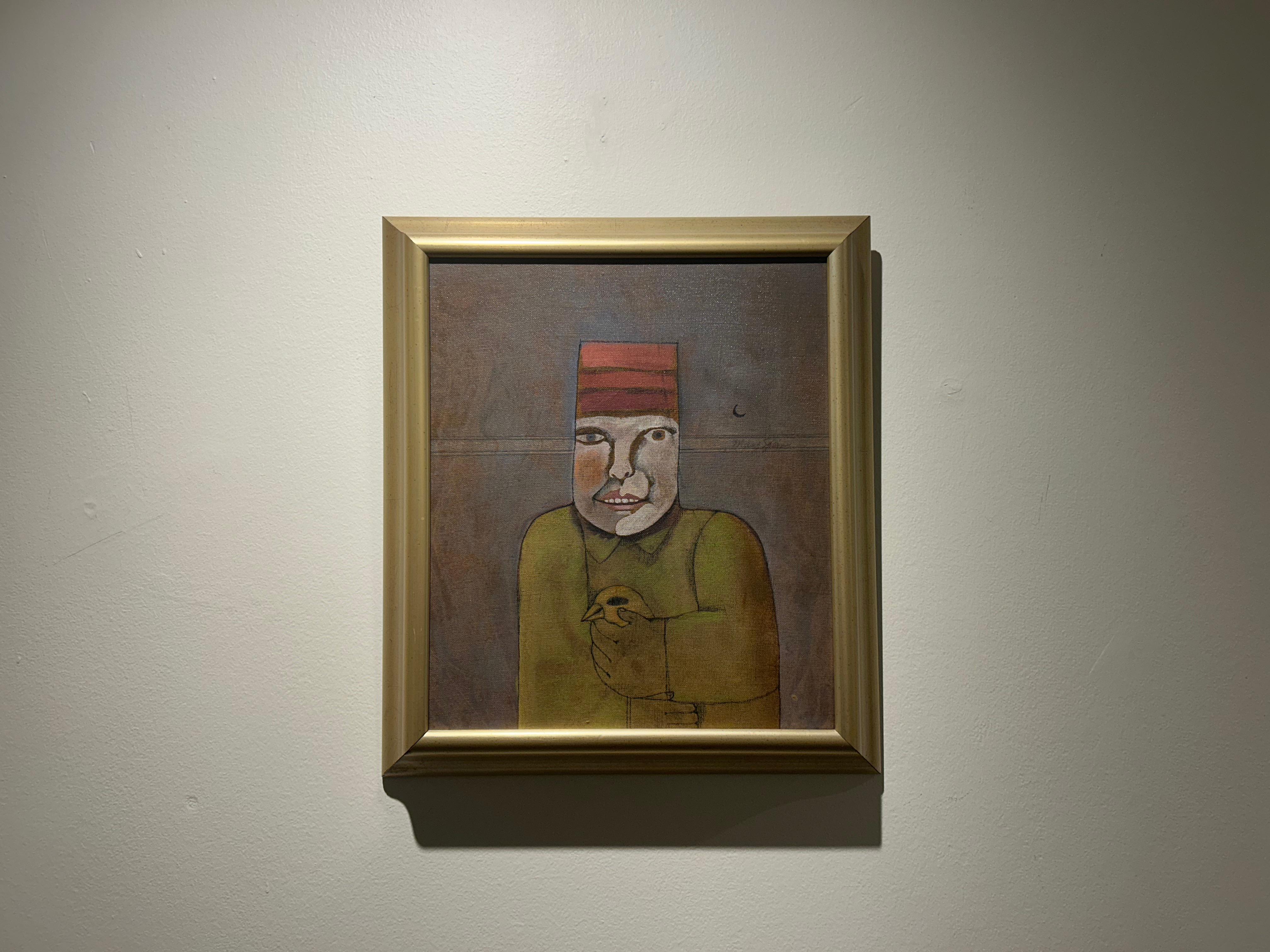 Nature morte d'un homme tenant un oiseau, artiste surréaliste femme de Cleveland en vente 1