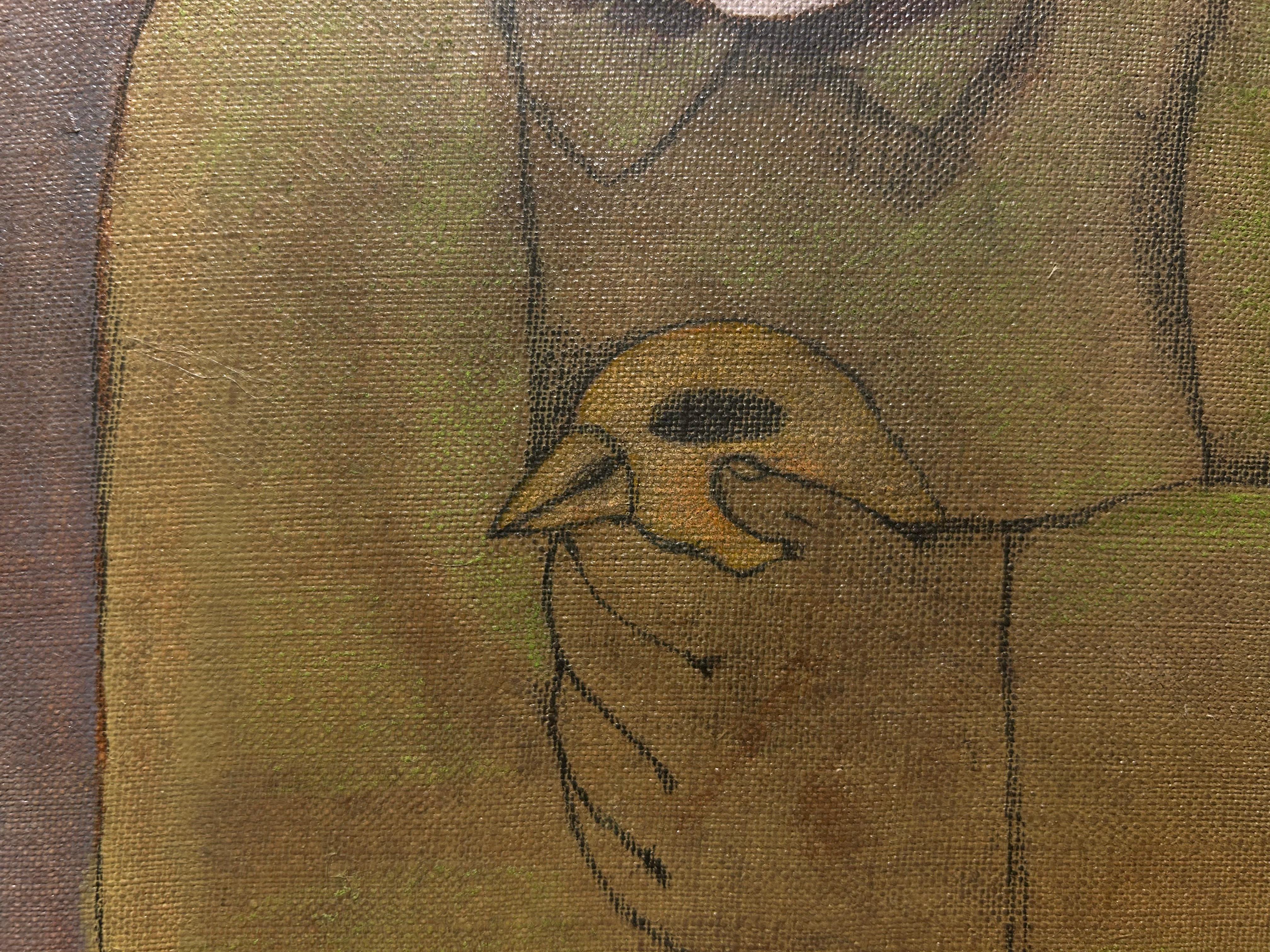 Nature morte d'un homme tenant un oiseau, artiste surréaliste femme de Cleveland en vente 2
