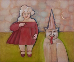 Retro The Happy Couple, Mid Century Surrealist Fantasy Landscape by Ohio artist