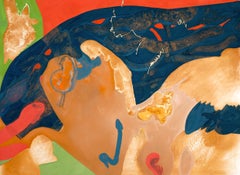 "Ultra Secret Passage", abstract, blue, orange, red, green, oil painting