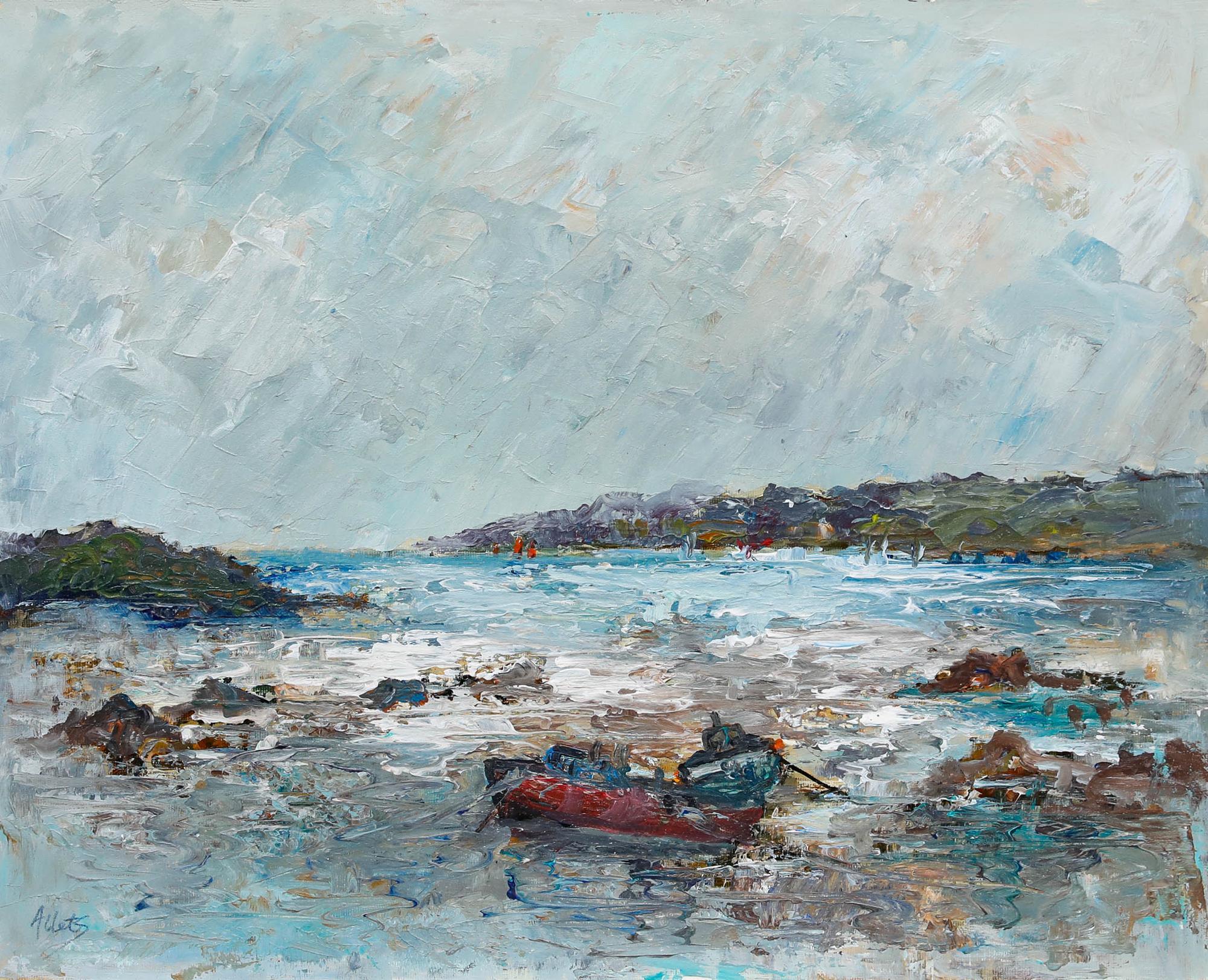 Mary Stella Edwards (1915-2009) - 20. Jahrhundert Öl, Cornish Cove im Angebot 1