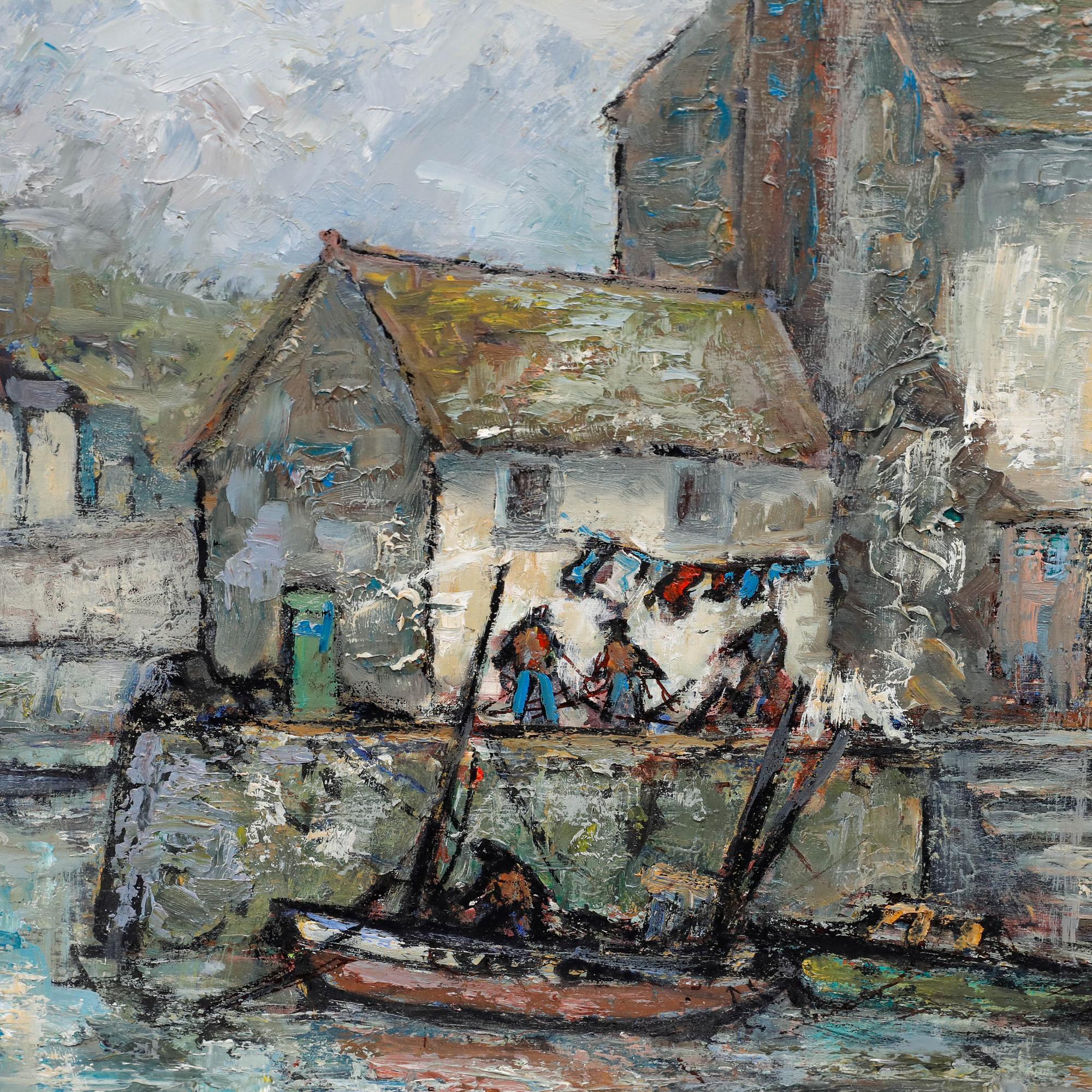 Mary Stella Edwards (1915-2009) - 20. Jahrhundert Öl, Cornish Harbour im Angebot 3