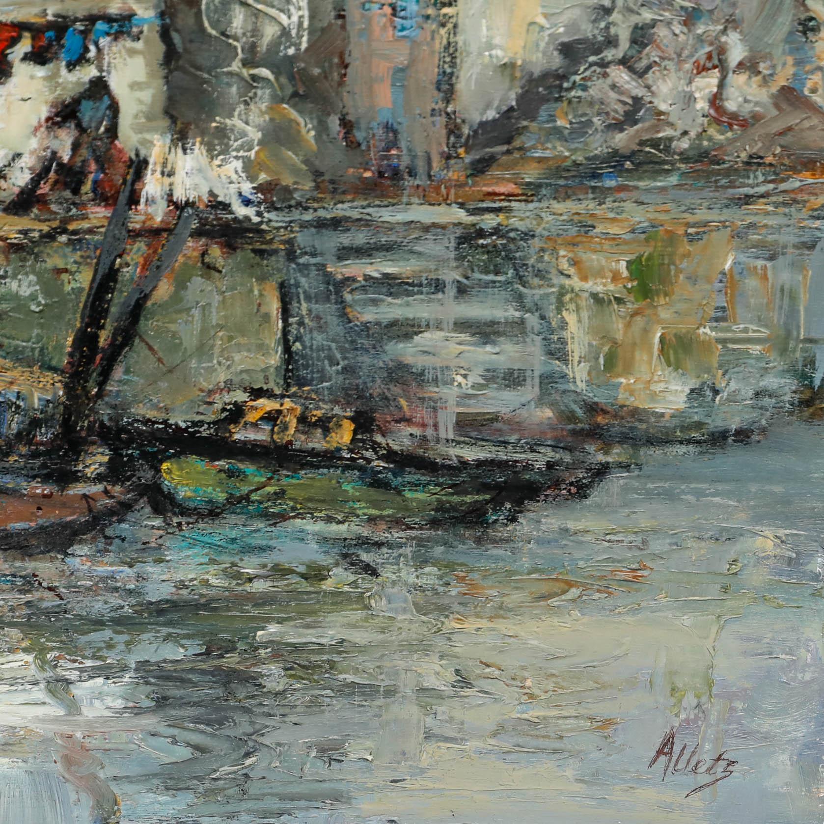 Mary Stella Edwards (1915-2009) - 20. Jahrhundert Öl, Cornish Harbour im Angebot 4