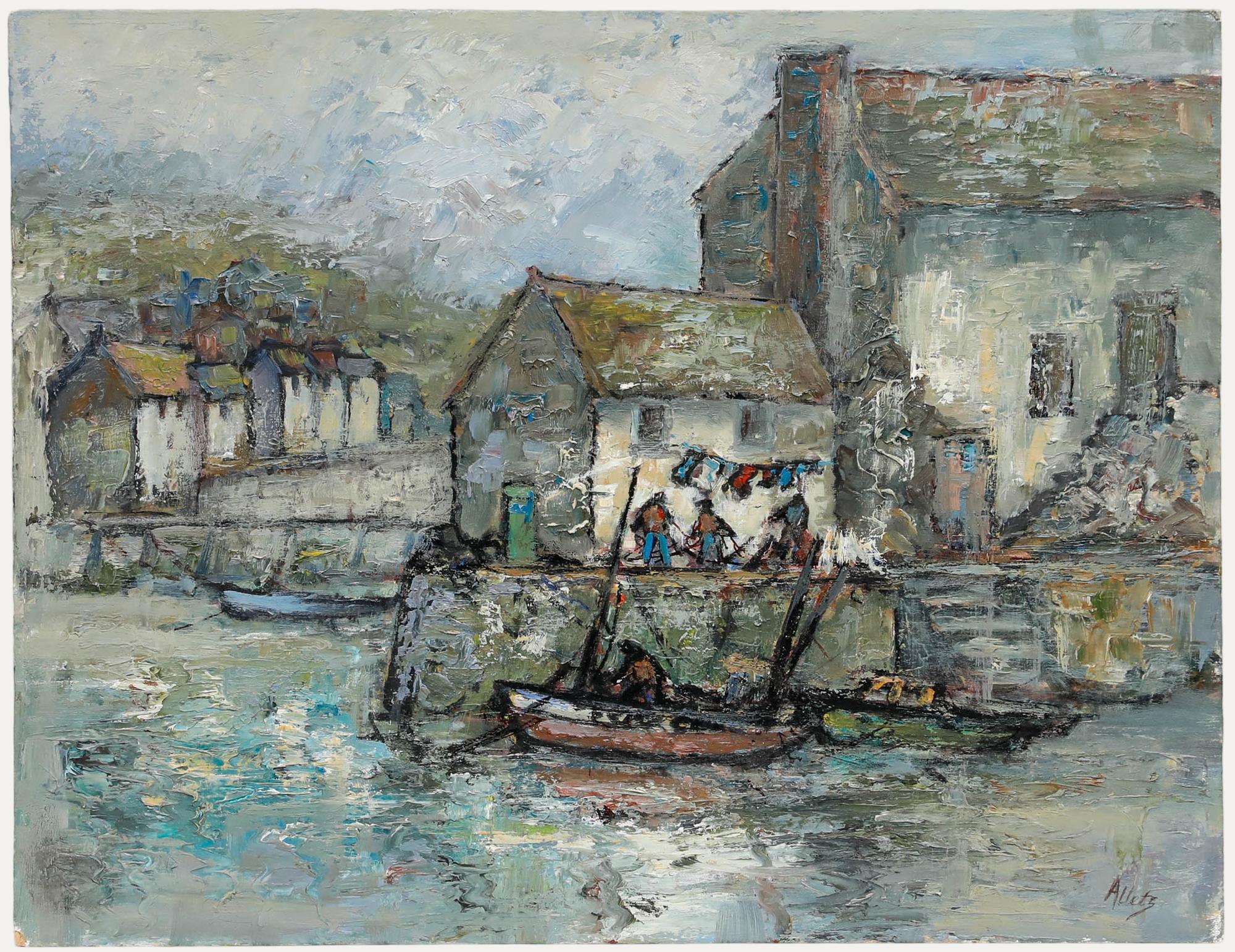 Mary Stella Edwards (1915-2009) - 20. Jahrhundert Öl, Cornish Harbour