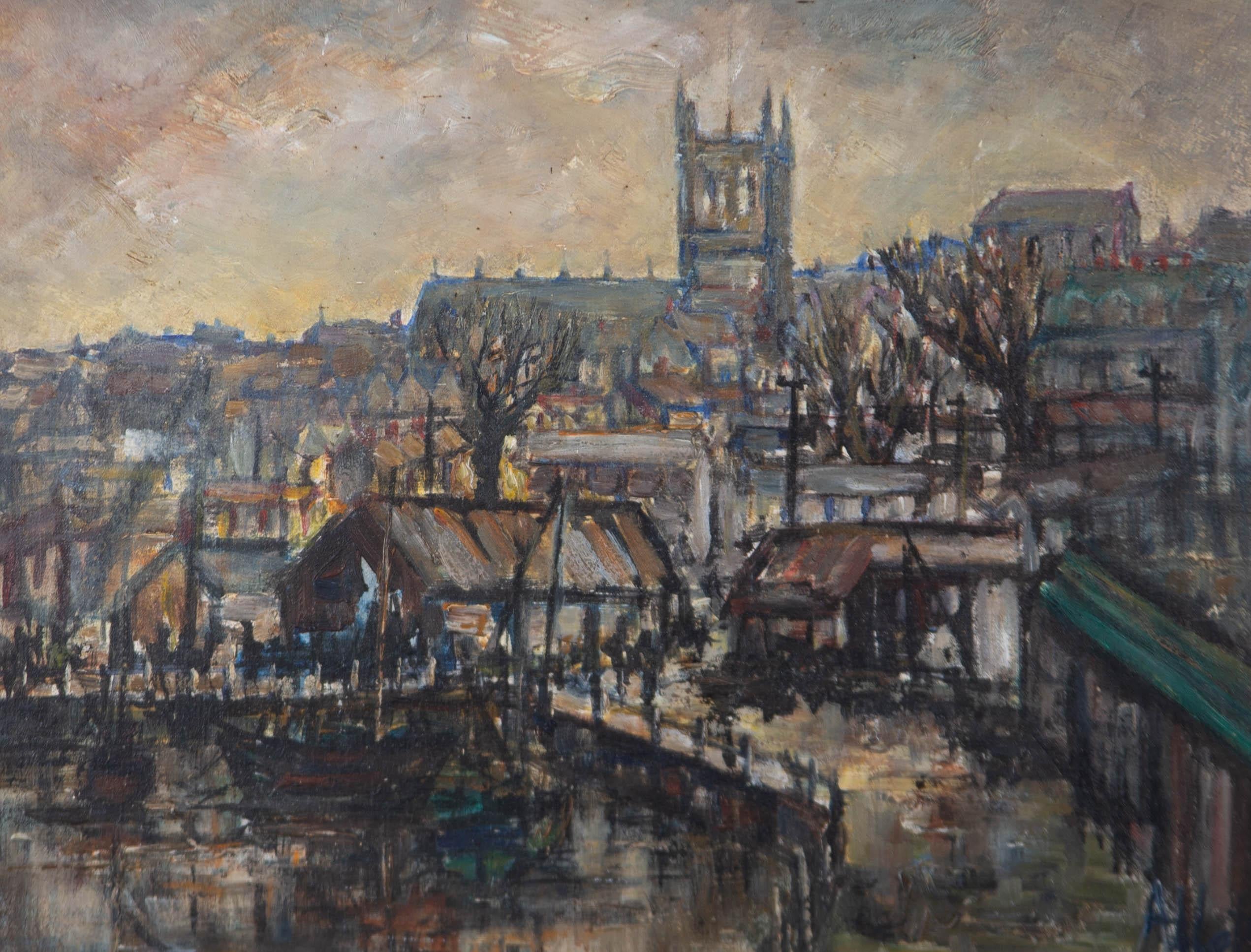 Mary Stella Edwards (1915-2009) - Olio della metà del XX secolo, Sera a Penzance 1
