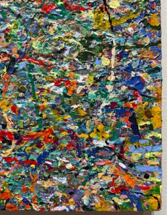 Crisi d’identità, dipinto astratto dai colori vivaci, opera d’arte originale