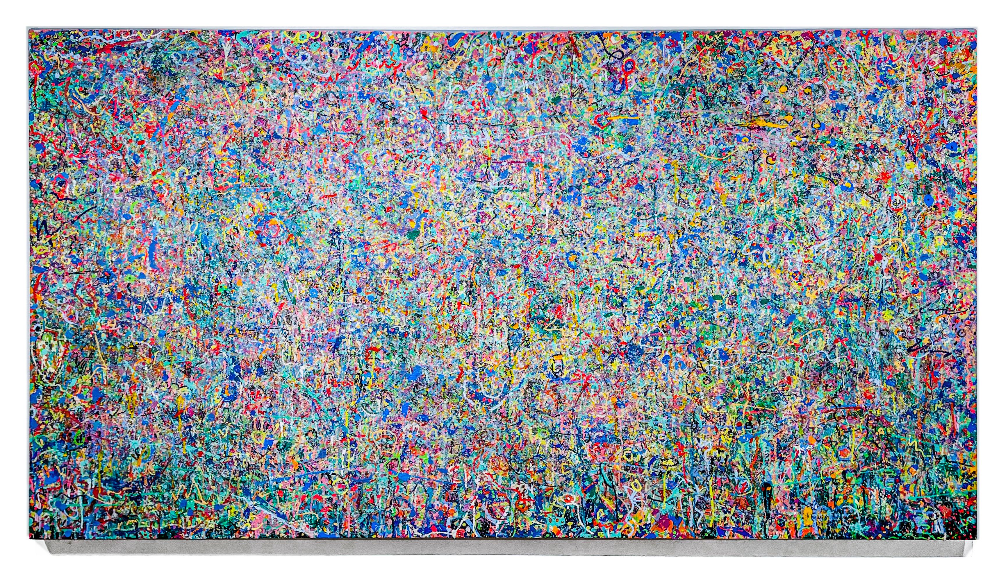 « Never Enough », acrylique sur toile, grande peinture abstraite, 48 x 84 pouces