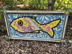 Mary Teeter Maine Self Taught Artist Button Art of Fish