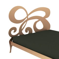 "Mary" headboard and bed frame in Golden Metal by William Mulas