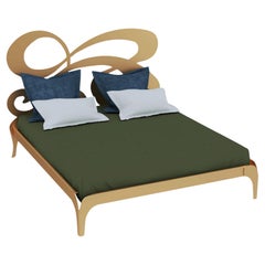 "Mary" headboard and bed frame in Golden Metal by William Mulas