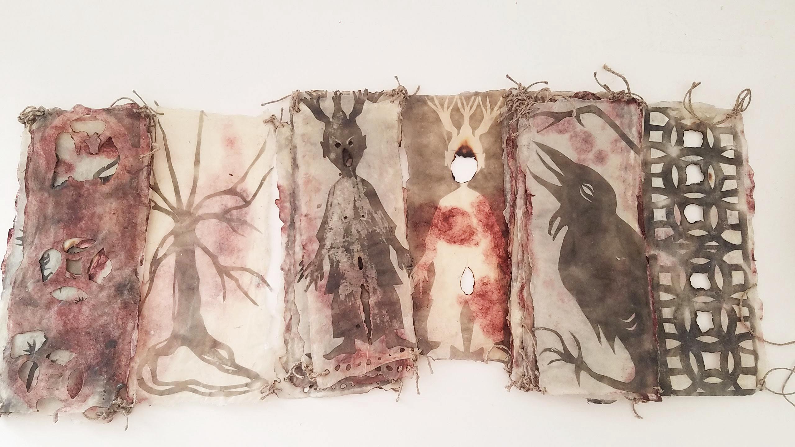 Mary Ting Figurative Art - "Shaanbei Ghost Story", Handmade Paper Sculpture Artist Book