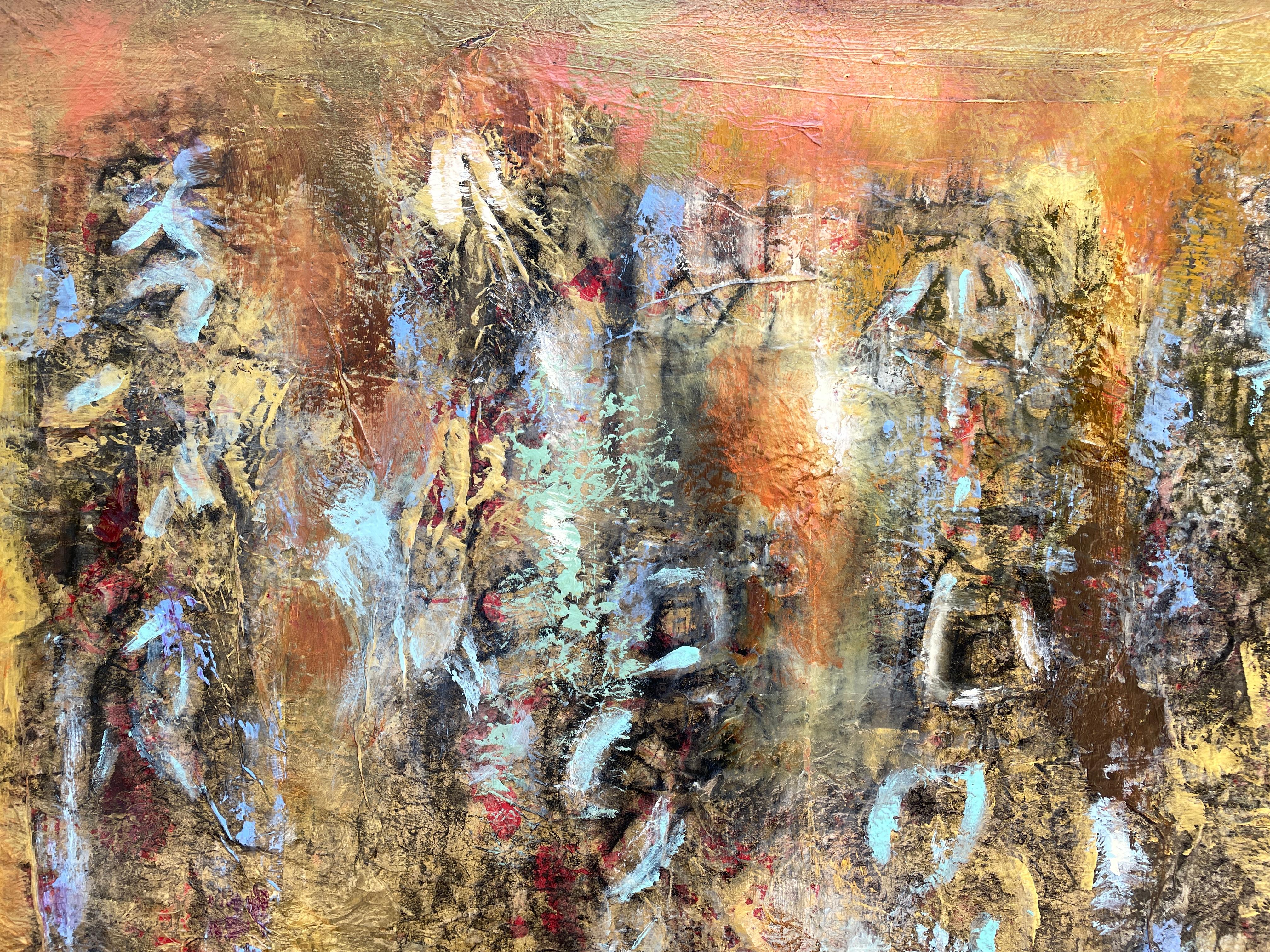 'Good Fortune' - Earth Tone Asian Scripture - Large Abstract Expressionism For Sale 1