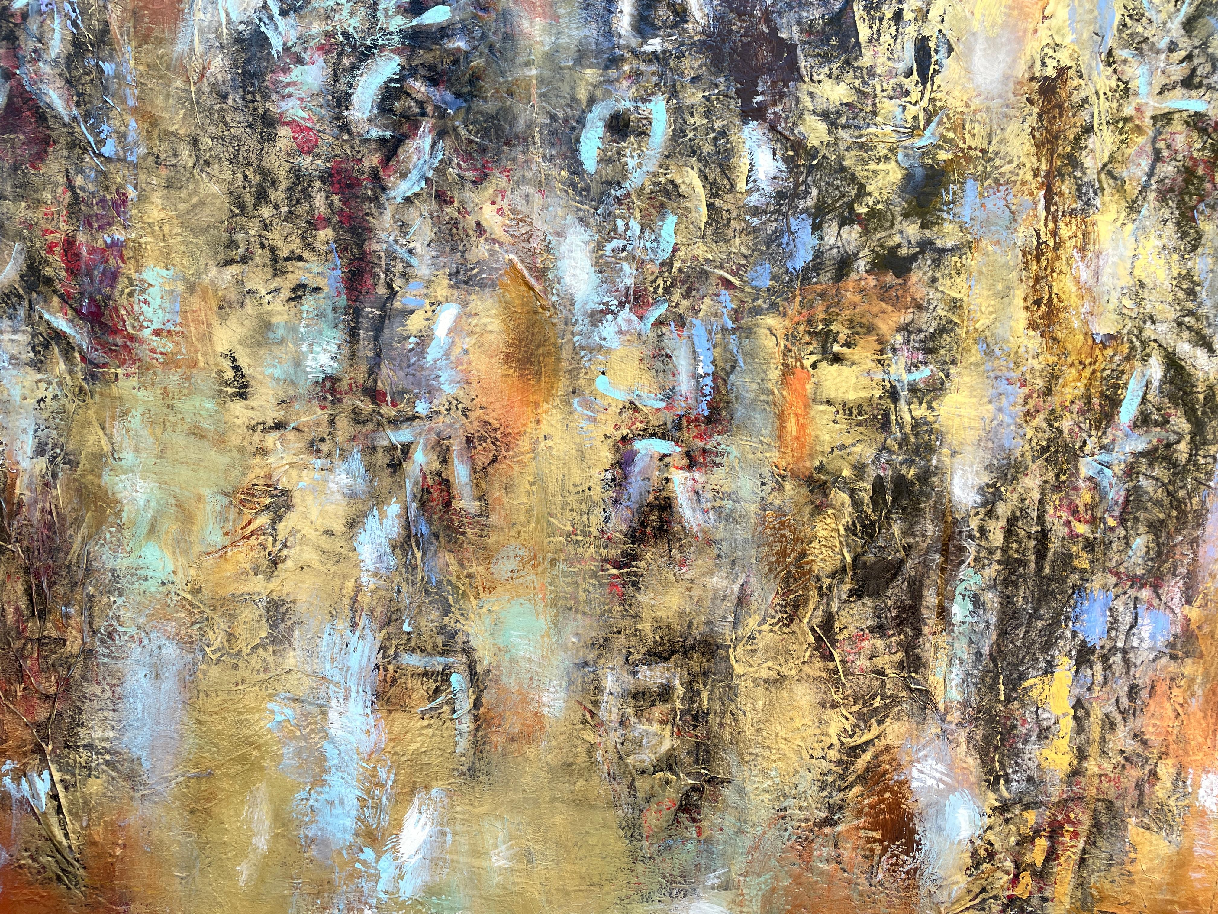 'Good Fortune' - Earth Tone Asian Scripture - Large Abstract Expressionism For Sale 2