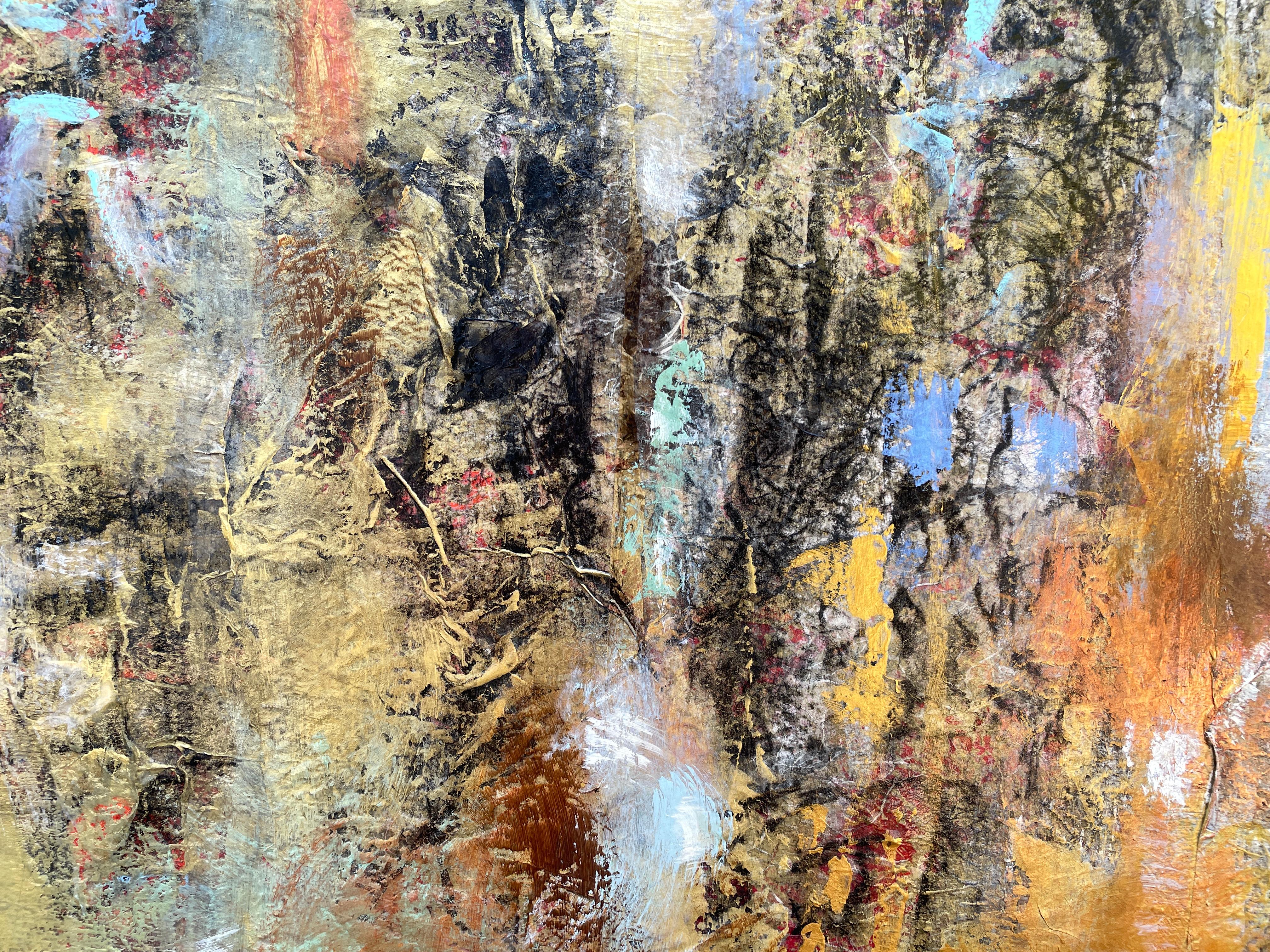 'Good Fortune' - Earth Tone Asian Scripture - Large Abstract Expressionism For Sale 4