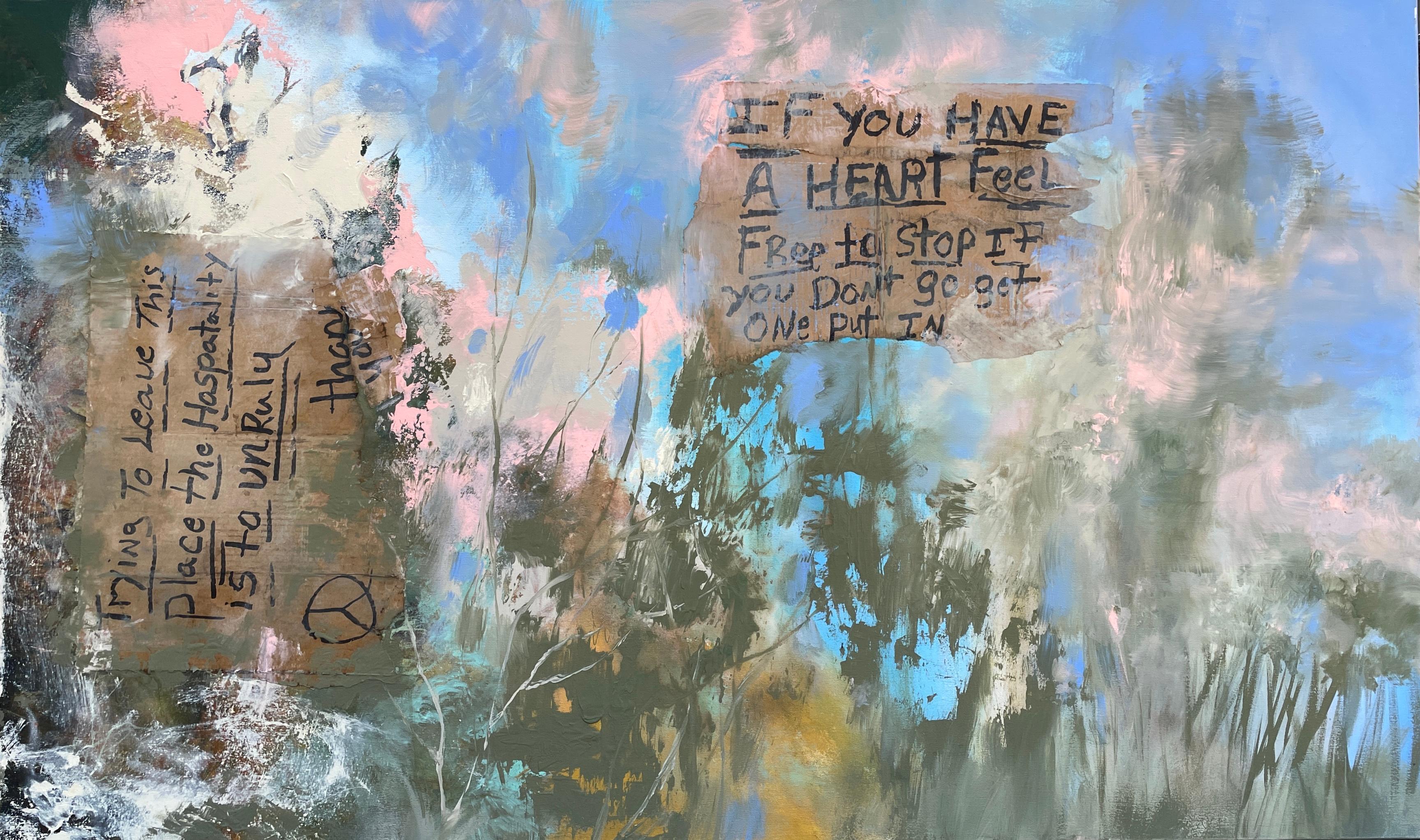 „If You Have a Heart“ – Social commentary Abstract – Mixed Media auf Leinwand