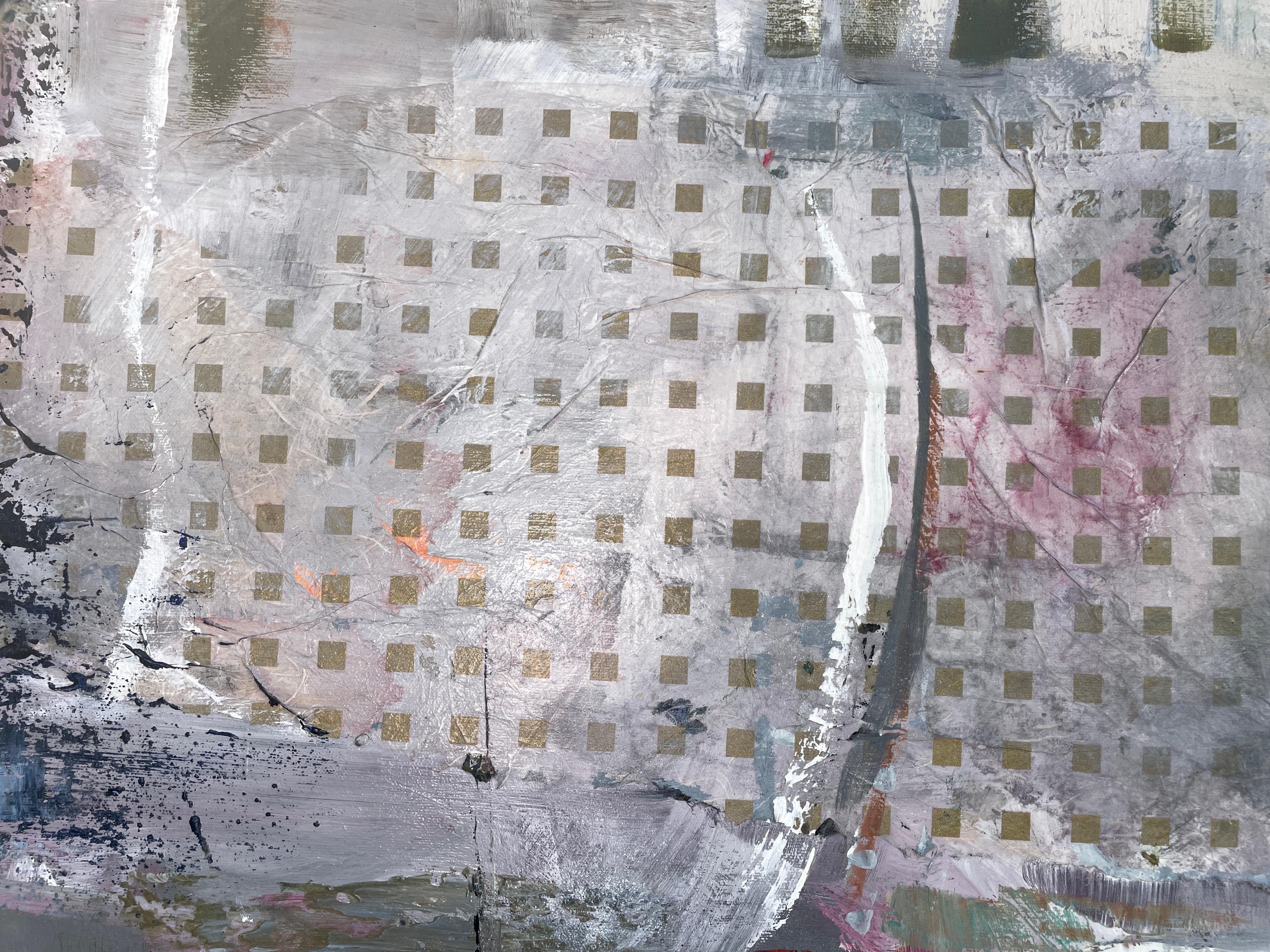 Paradox de Mary Titus - Peinture expressionniste abstraite verte et grise 2