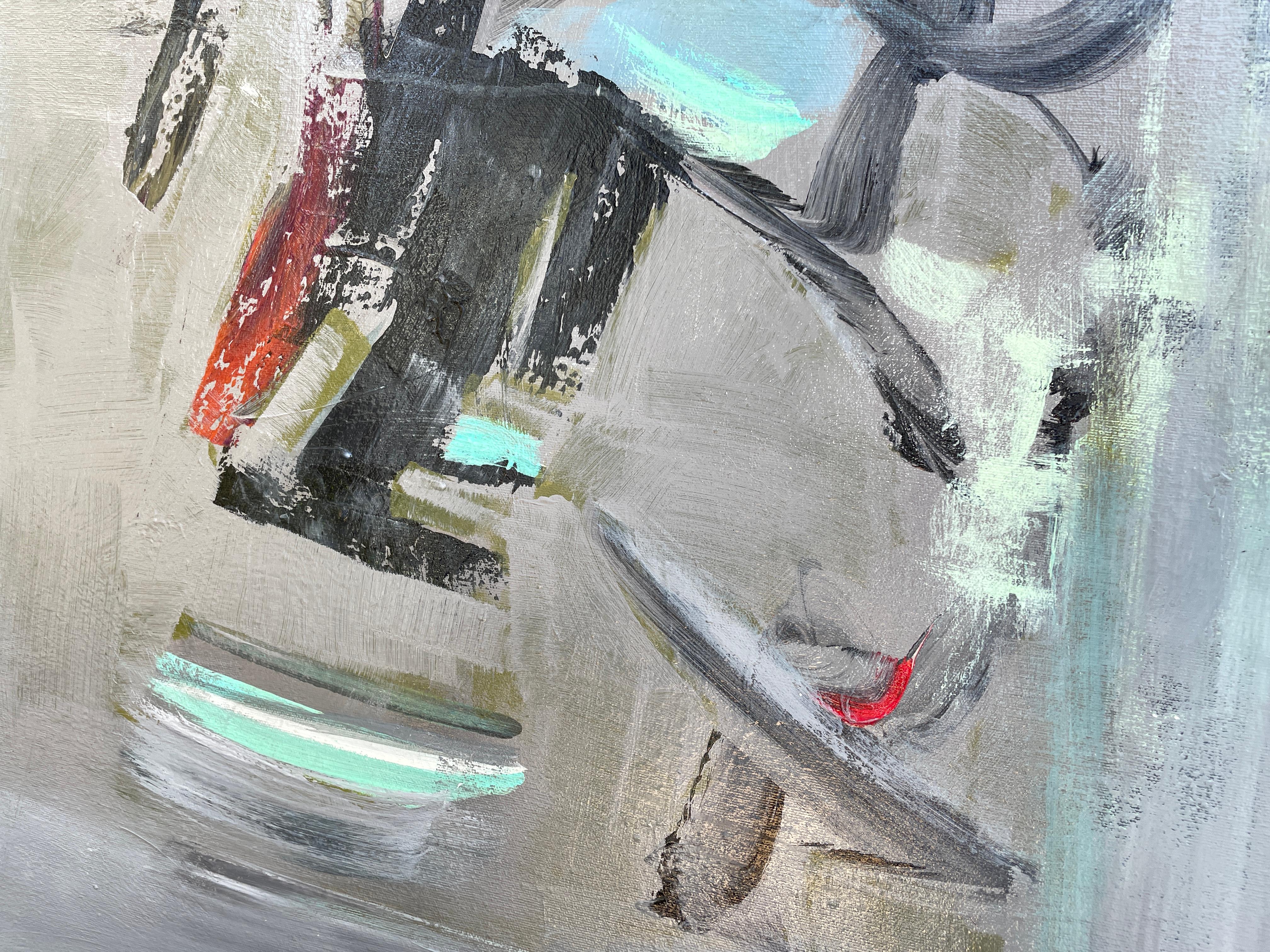 „Paradox“ von Mary Titus – Grünes und graues Gemälde des abstrakten Expressionismus 5