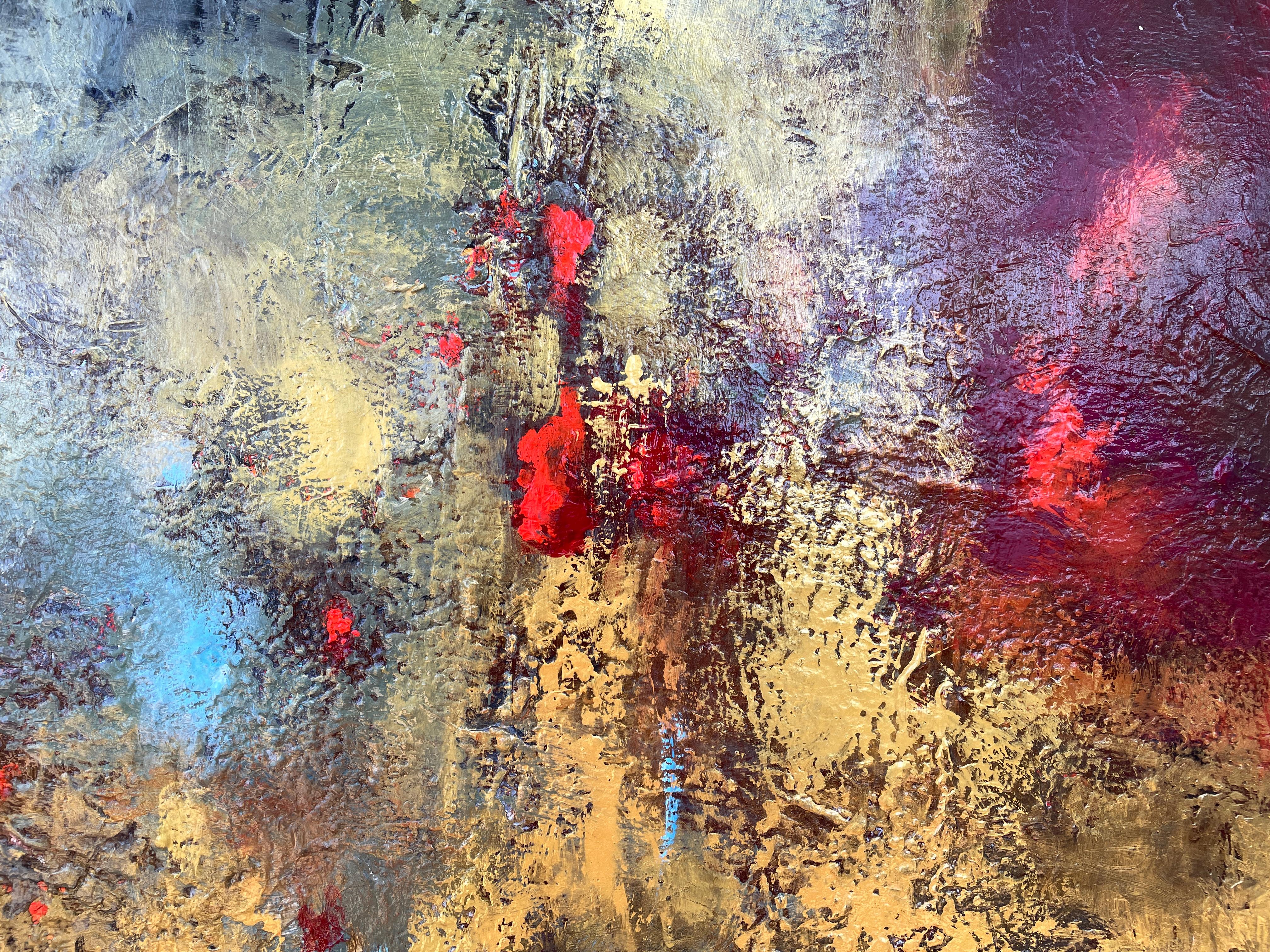 'Quiet Harbor' - Golden Textured Waterscape - Large Abstract Expressionism  2
