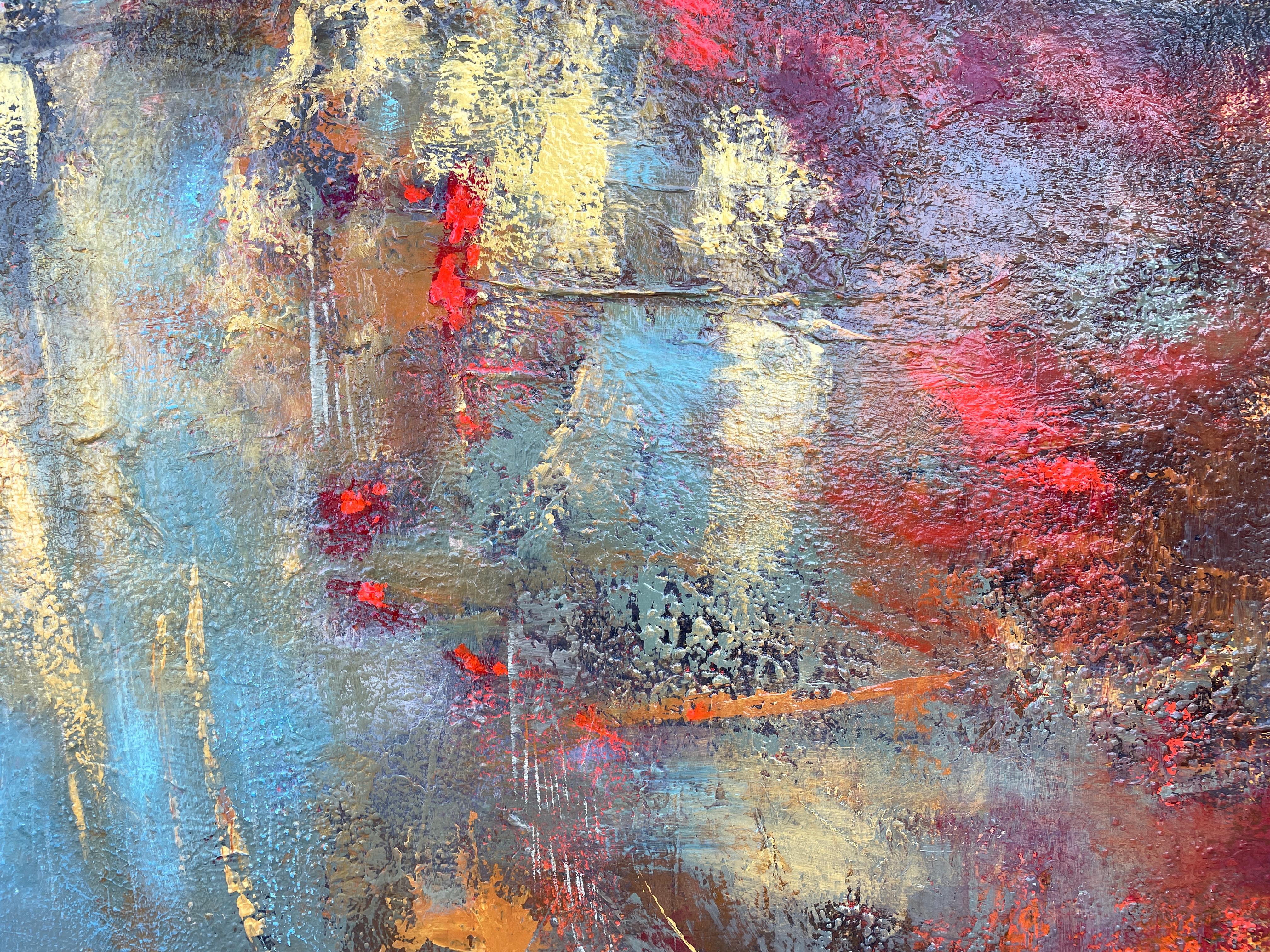 'Quiet Harbor' - Golden Textured Waterscape - Large Abstract Expressionism  3