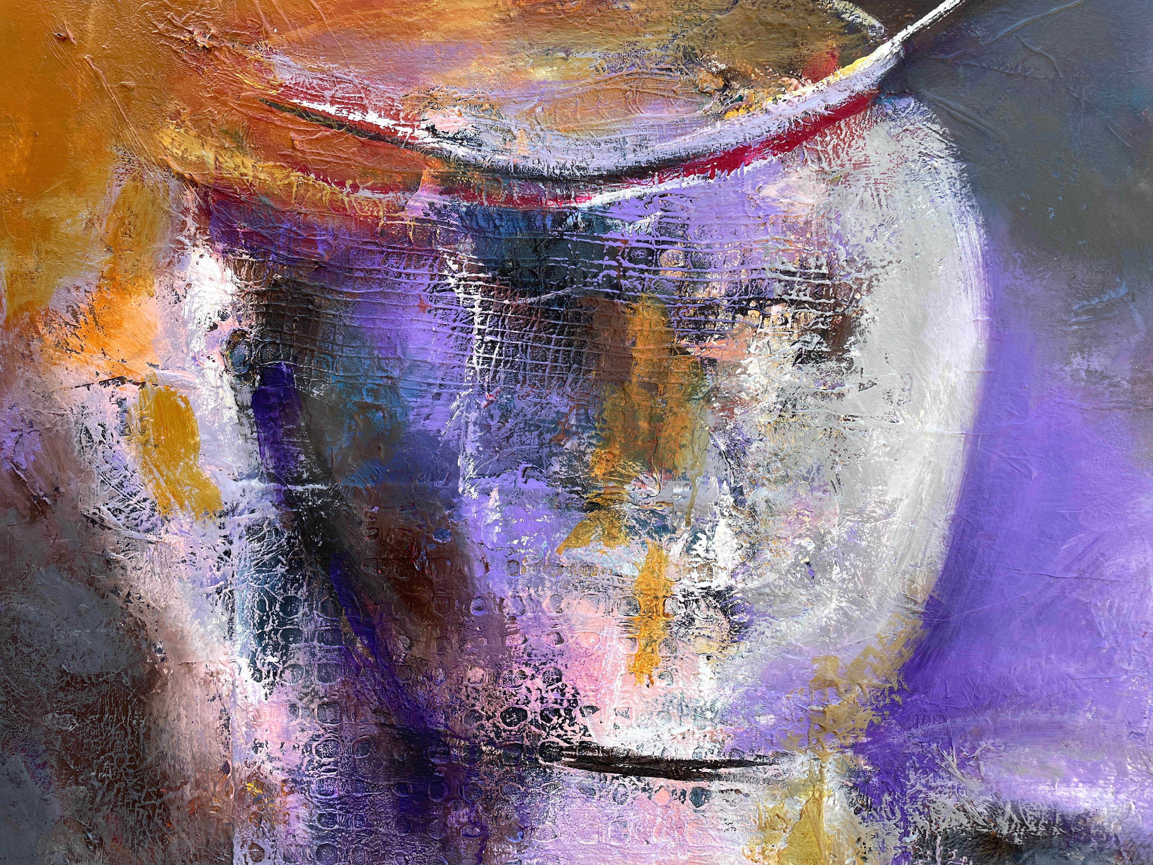 'Revive' by Mary Titus - Large Textured Abstract with Purple and Earth Tones 1