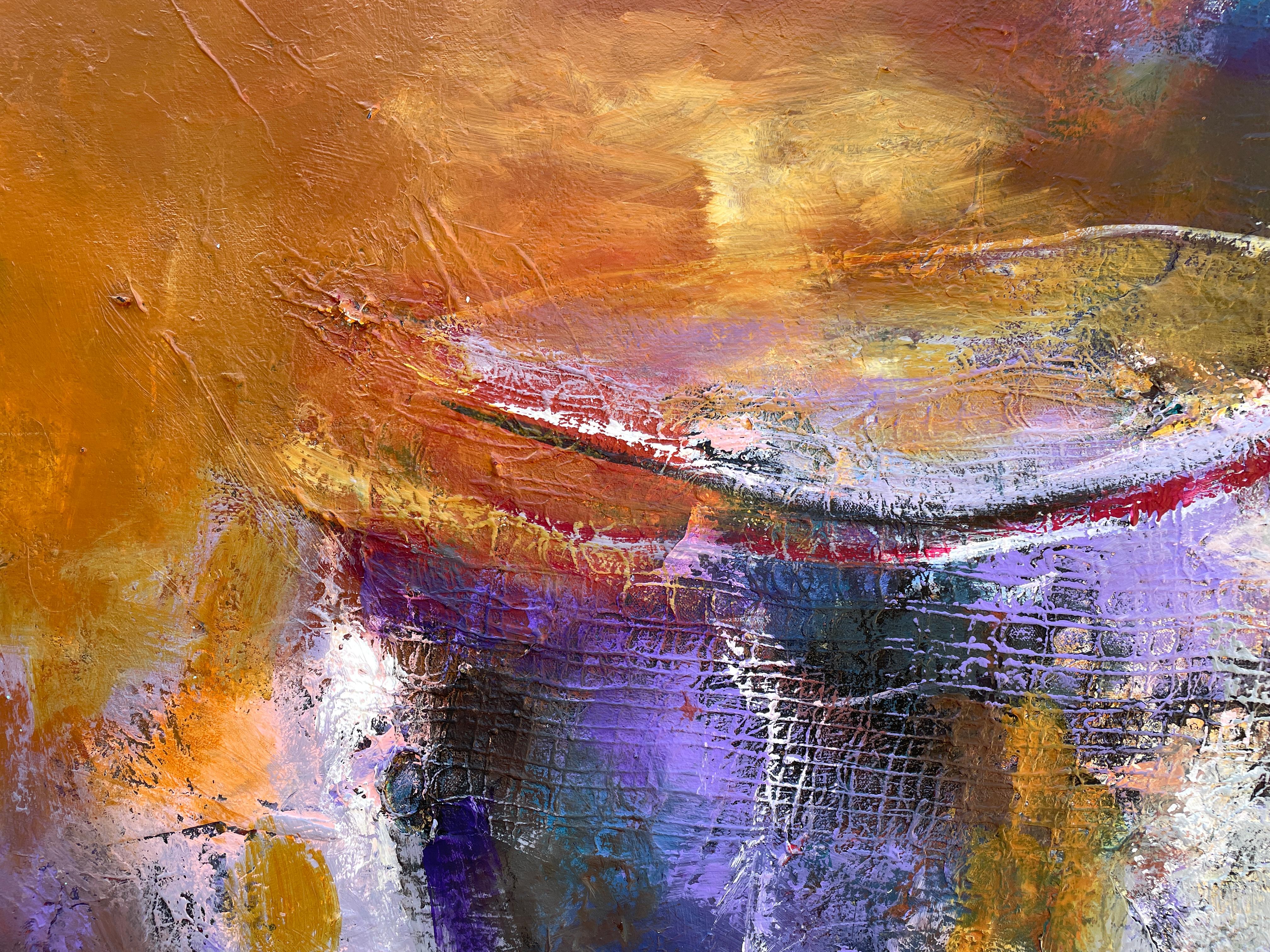 'Revive' by Mary Titus - Large Textured Abstract with Purple and Earth Tones 2