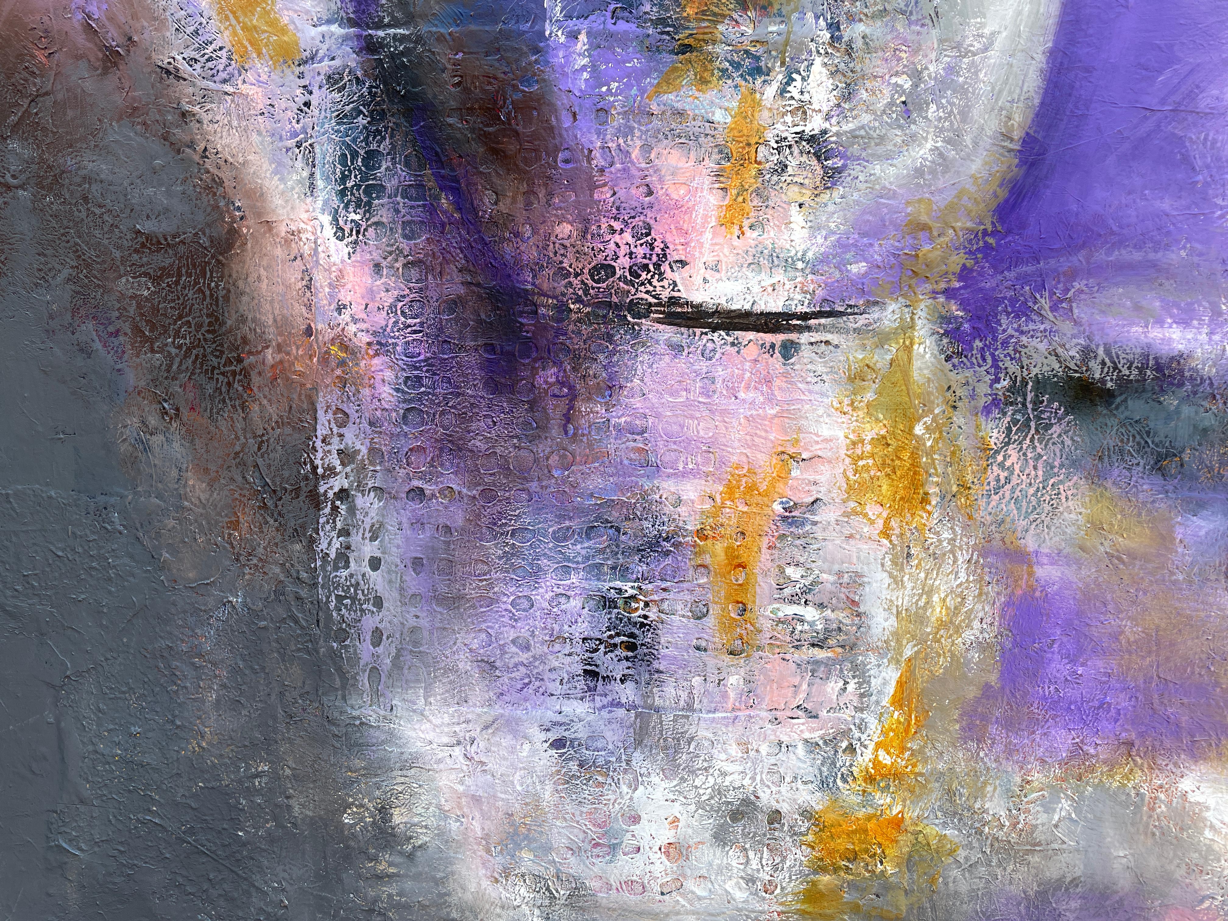 'Revive' by Mary Titus - Large Textured Abstract with Purple and Earth Tones 5