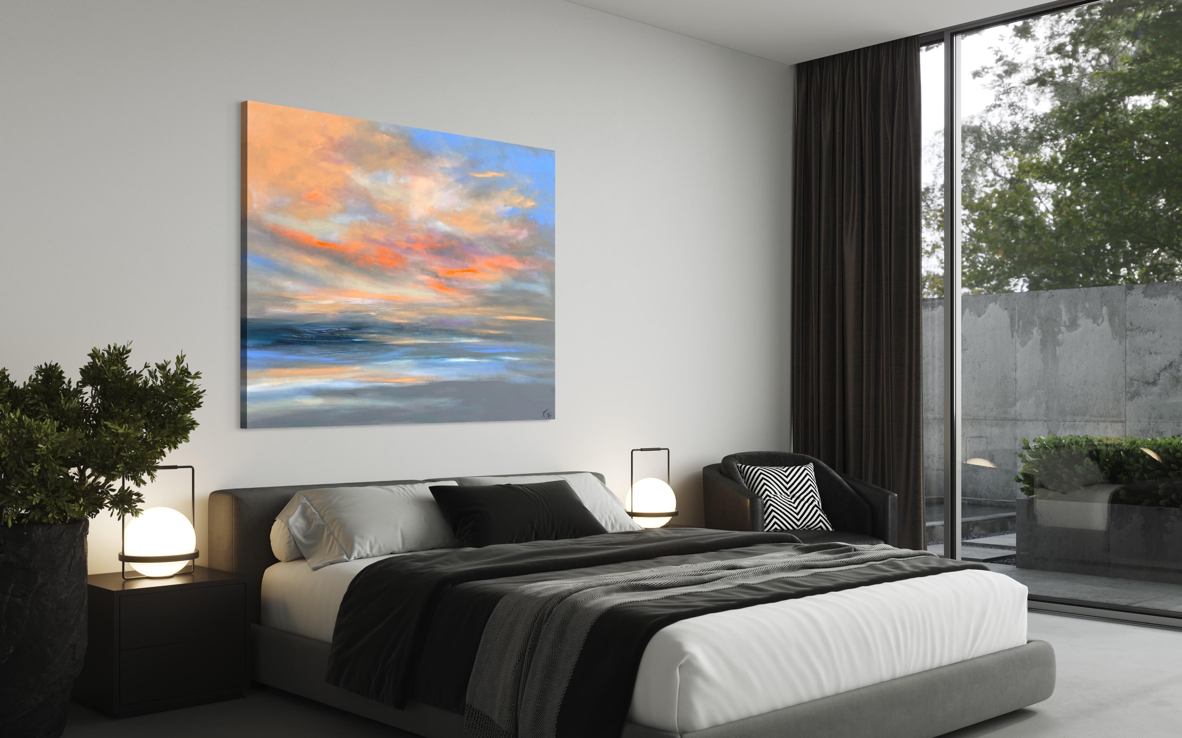 'Silence' - Sunset Over the Ocean - Large Abstract Expressionist Seascape 5