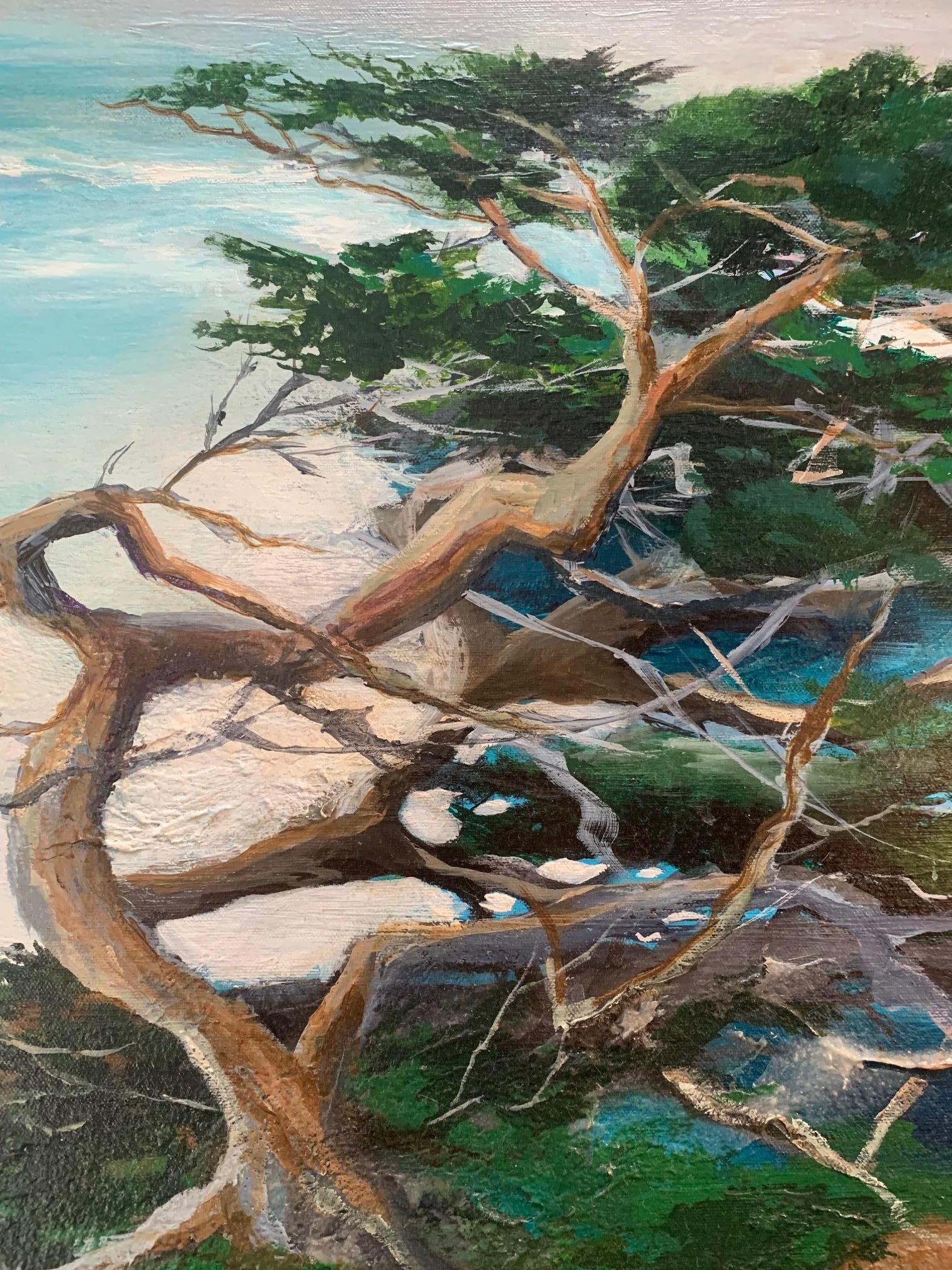 Tree And Ocean Painting - Mary Titus - Abstract Painting - Oil On Canvas 1