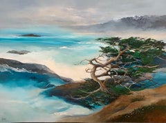 Peinture d'arbre et d'océan - Mary Titus - Peinture abstraite - Huile sur toile