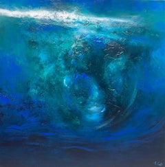 Peinture abstraite sur toile « Underwater » de Mary Titus, technique mixte