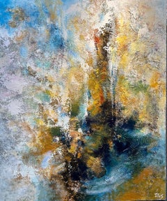 Aquarelle et terre - Mary Titus - Peinture abstraite technique mixte - Grande