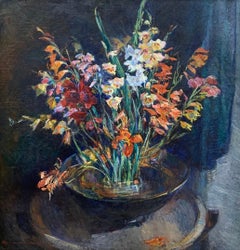 Floral Still Life, Large Oil on Canvas Impressionist Painting by Female Artist