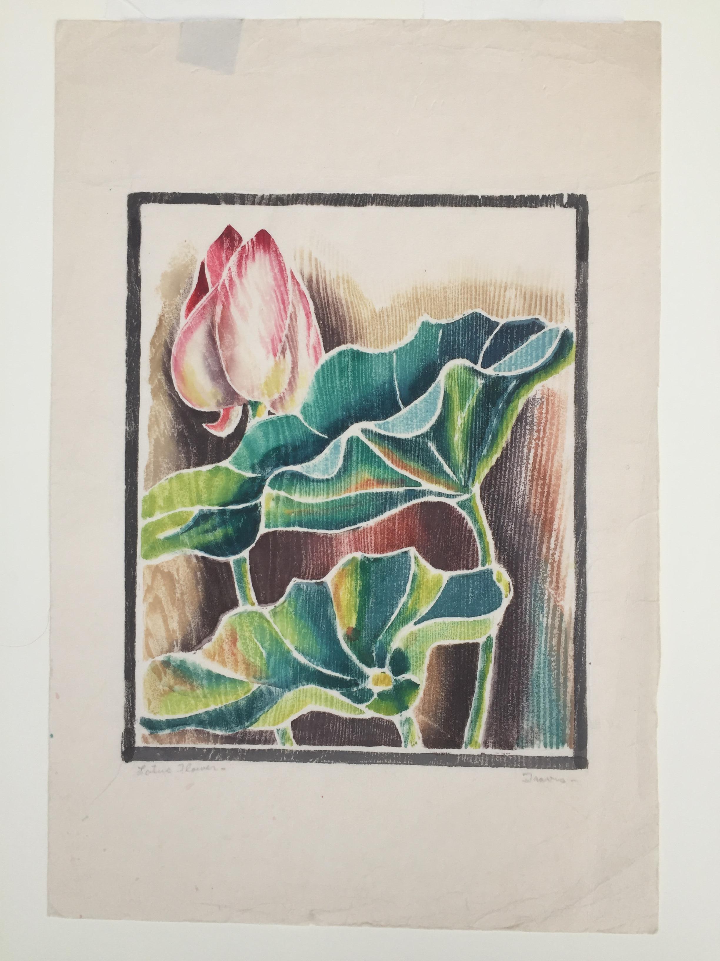 LOTUS-FLOWER – Provincetown-Stil (Amerikanische Moderne), Print, von Mary Travis