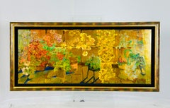 Mary Turnbull (Américaine, d. 2010) "Morning Sun" Huile signée et peinture à la feuille d'or 22k