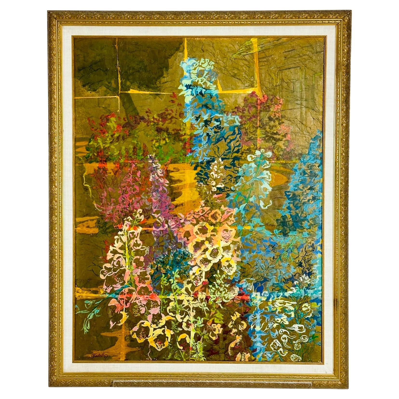 Mary Turnbull "Come Wonder" Peinture originale signée à l'huile et à la feuille d'or 22k, 20e siècle en vente