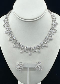 Mary Tyler Moore Necklace and Earrings 14 Karat White Gold 89 Grams CZ Photos