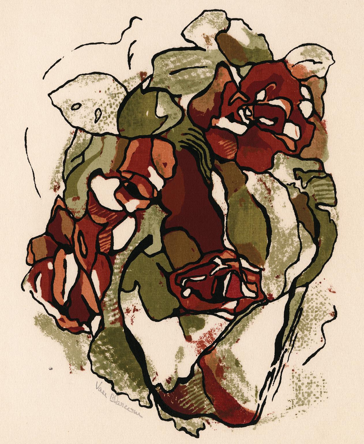 Mary Van Blarcom Figurative Print - Crown of Roses — Mid-century Modern