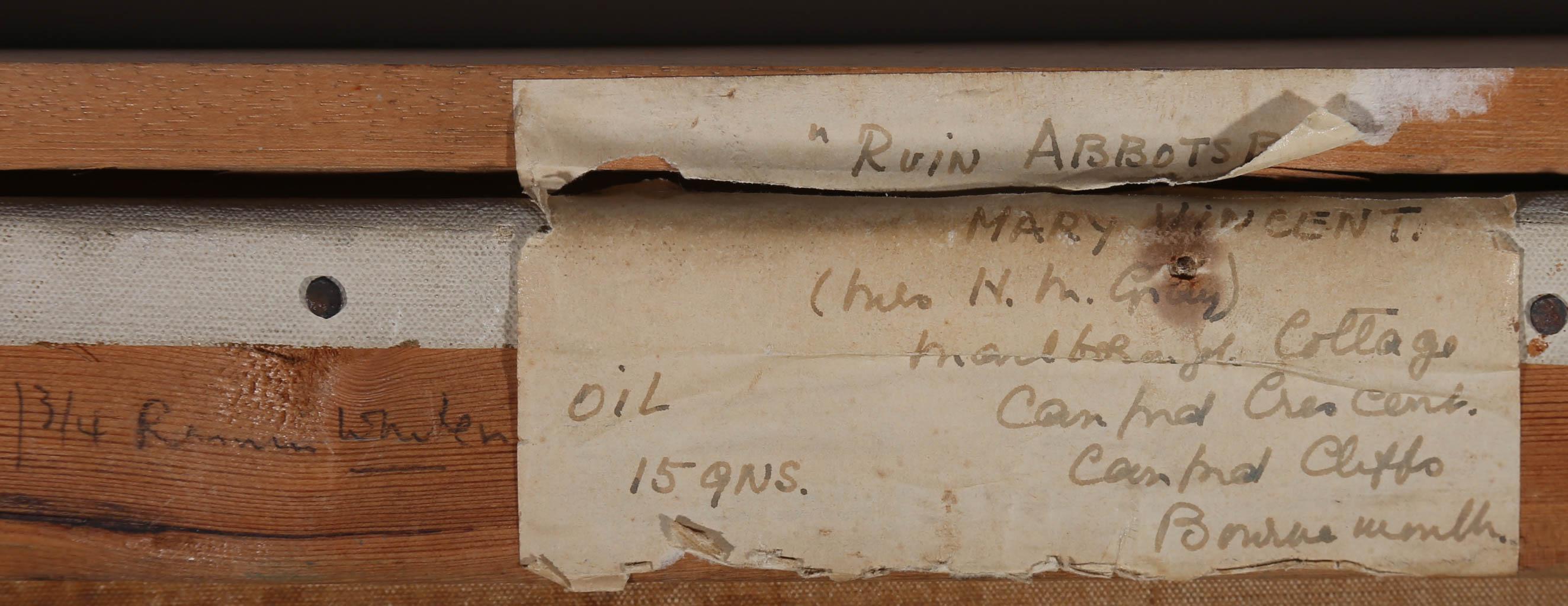 Mary Vincent - Óleo enmarcado del siglo XX, Ruinas en Abbotsbury 4