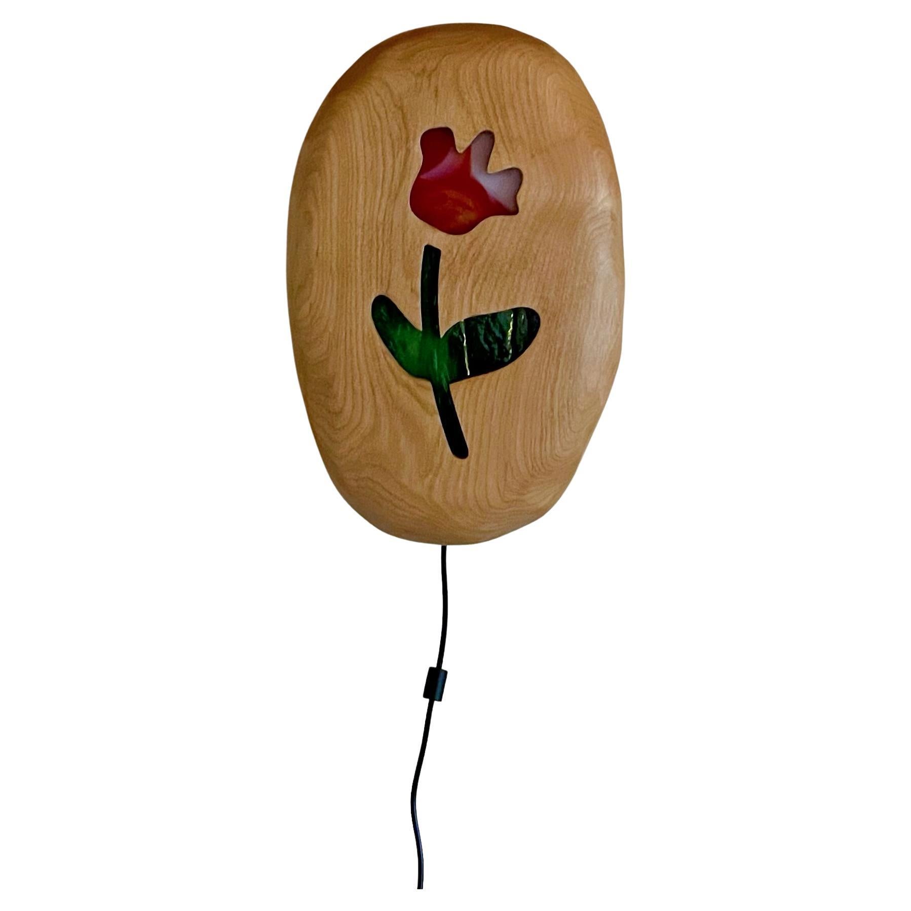 Mary Wall Sconce – Hand-carved Stained Glass Wall Sconce For Sale
