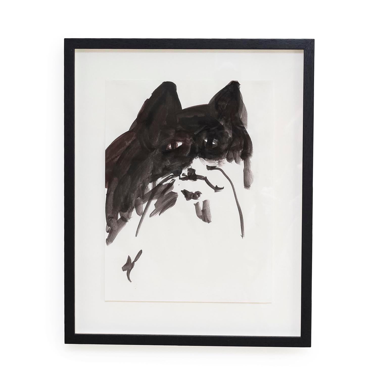 Mary Weatherford
Black and White Cat Painting I (INV# NP4051)
ink on paper
paper 11.75 x 9"
frame: 16.25 x 13.25"
date unknown 
