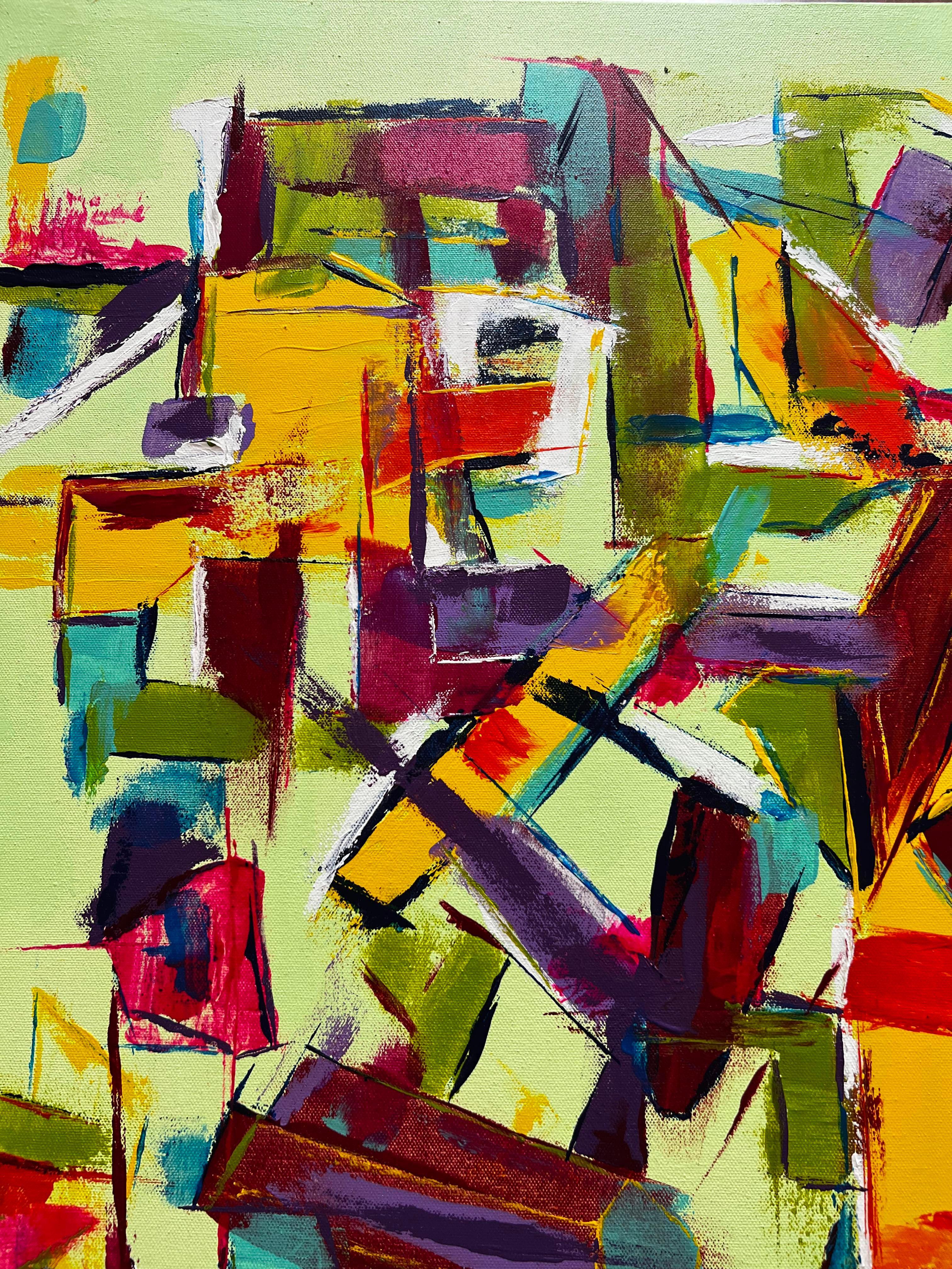 Abstract Geometric Painting -- Cocktail Hour For Sale 3