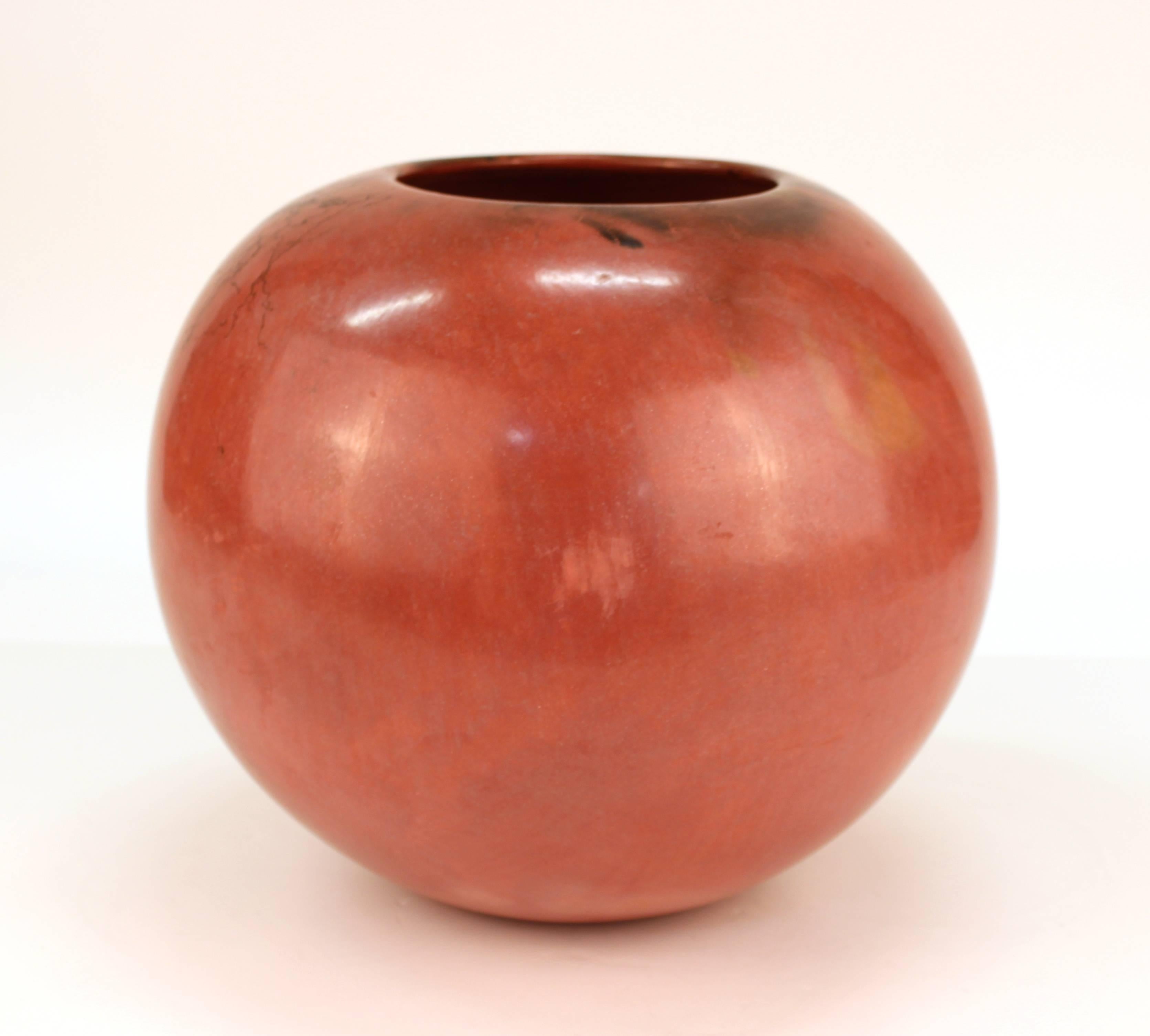Modern Mary Witkop New Mexico Pueblo Pottery Vessel in Pomegranate Red