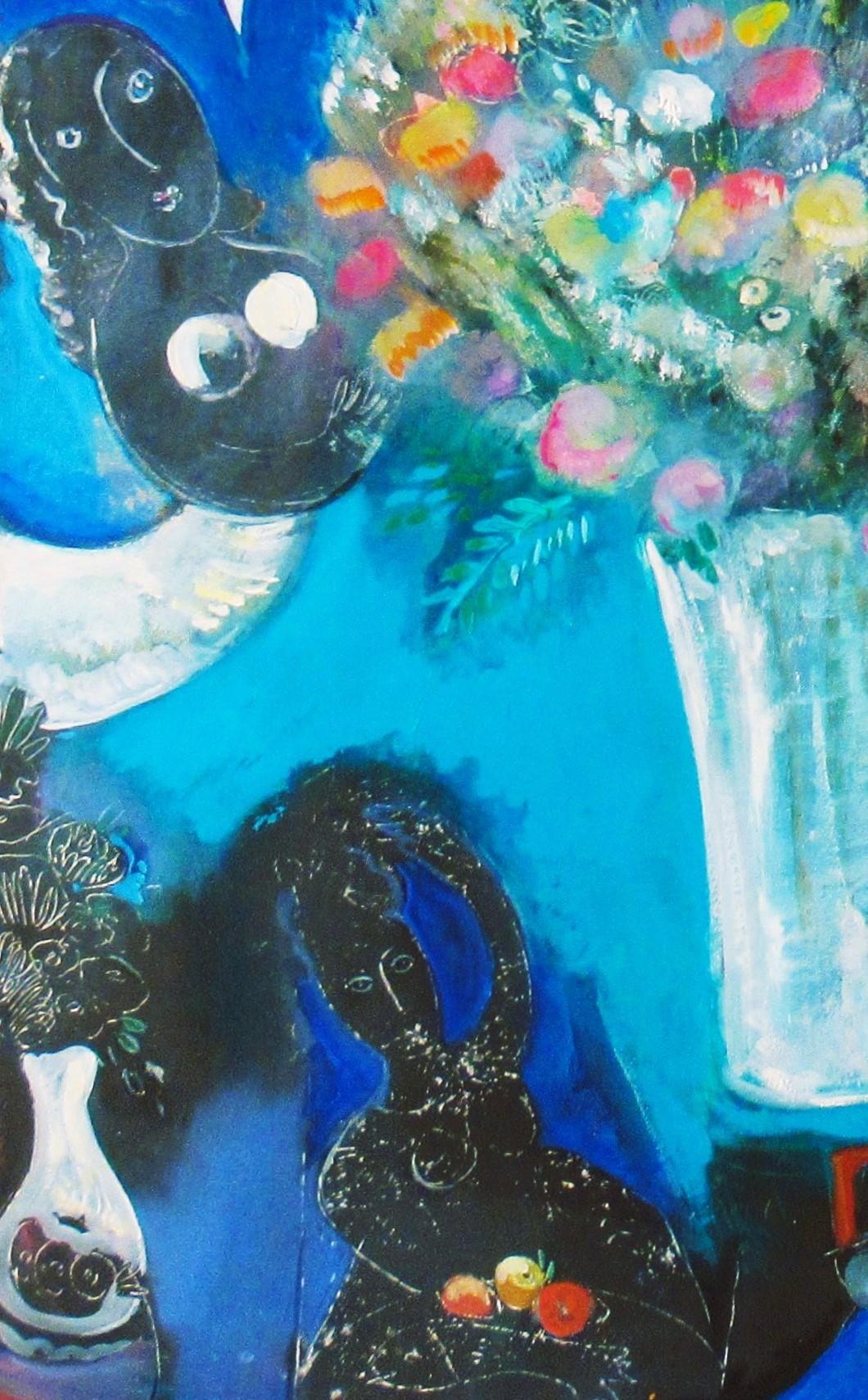 Flowers with Personages - American Modern Painting by Mary Zarbano