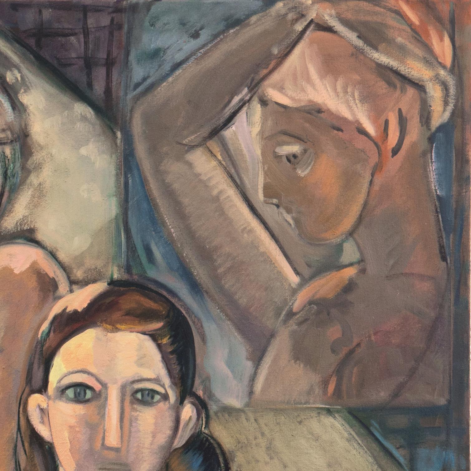 'Donne in interni', Olio di grandi dimensioni, California L'artista ha studiato con Picasso in vendita 2