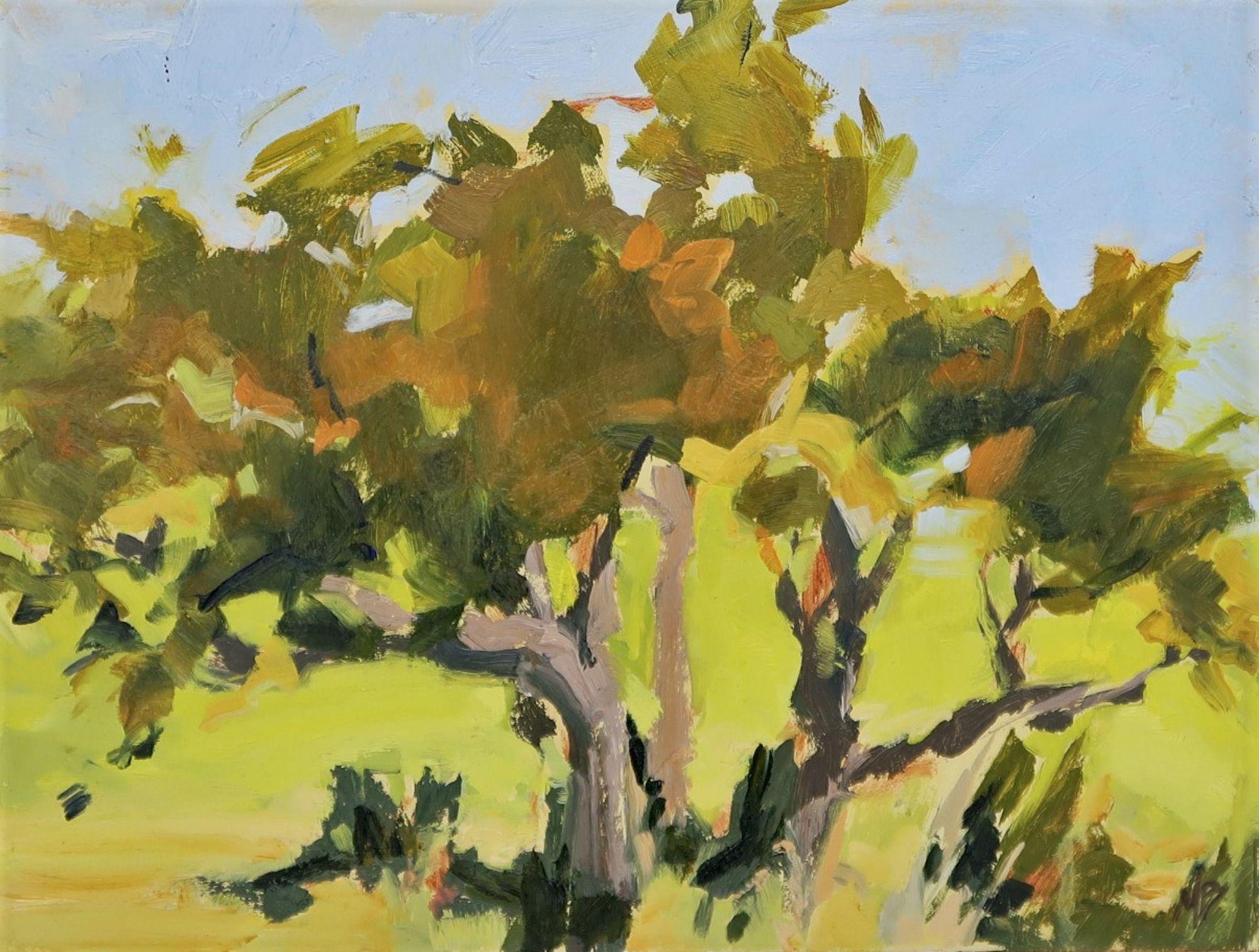 Spring energy is free and restless. Greens are vivid. This piece celebrates the energy of nature ... in trees. :: Painting :: Impressionist :: This piece comes with an official certificate of authenticity signed by the artist :: Ready to Hang: No ::