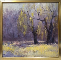 Peinture, huile sur panneau de bois, or printemps