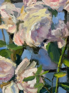 "Dreamy Roses" American realist still life painting of Rose Bush