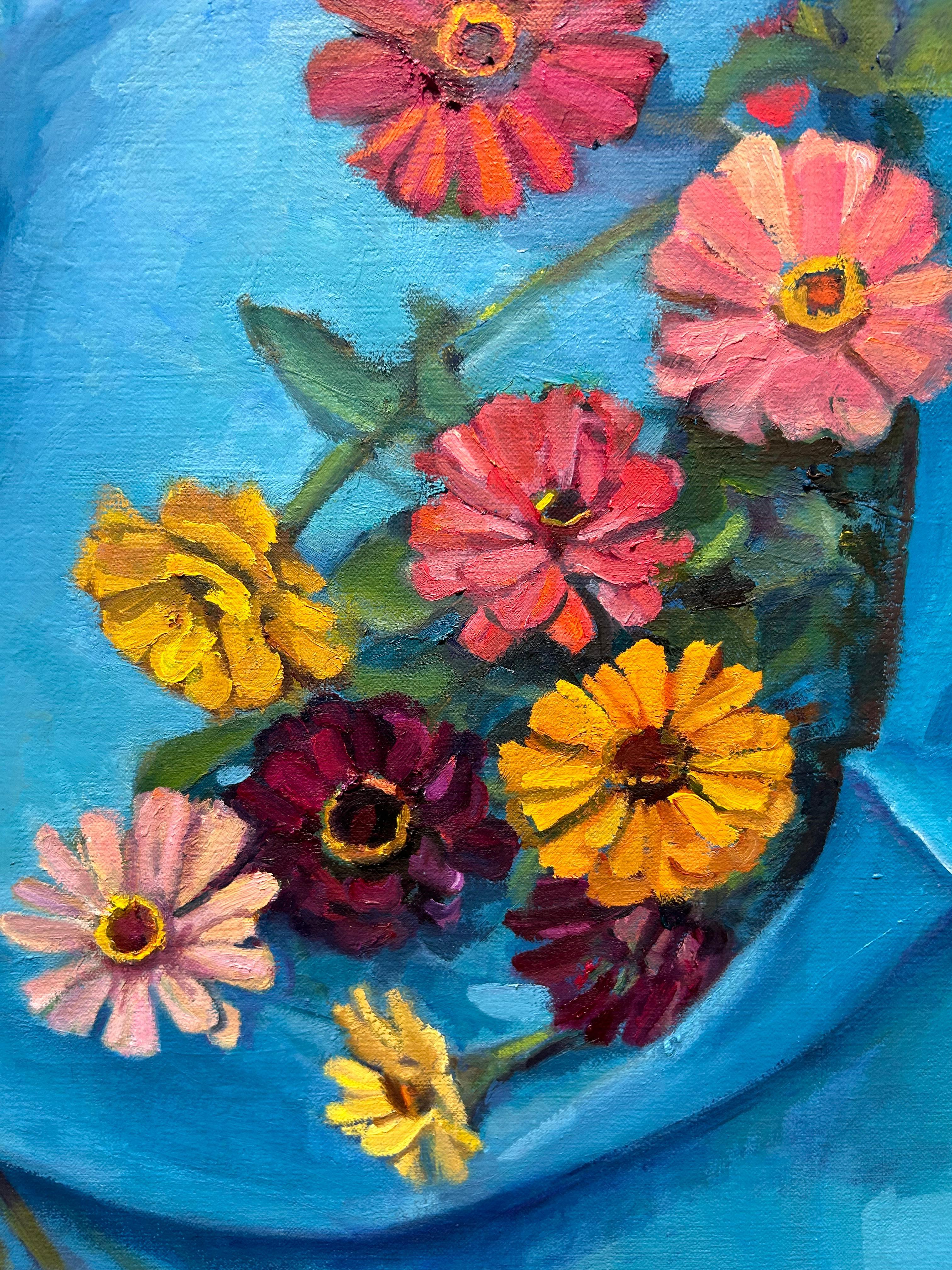 Peinture à l'huile florale « Out of the Blue » de Maryann Lucas, 30x48 en vente 5